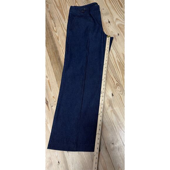 Larry Levine Chambray Dark Denim Jeans Trouser Pants Stretch Wide Leg Size 16 - Picture 5 of 7